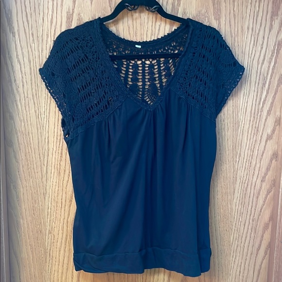 Tops - Black Crochet Top